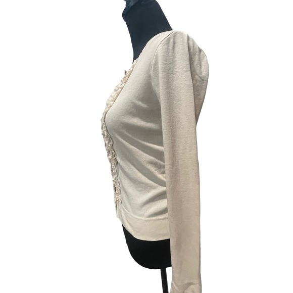J. Crew. Sz Small. 100% cotton cardigan. Silk/cotton blend ruffles - Picture 6 of 14